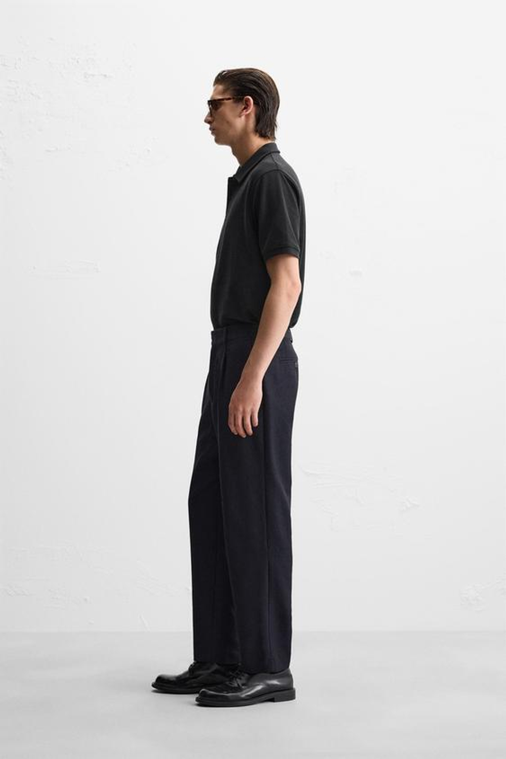 ZARA ПОЛО ИЗ РЕЛЬЕФНОЙ ТКАНИ, ЧЕРНЫЙ