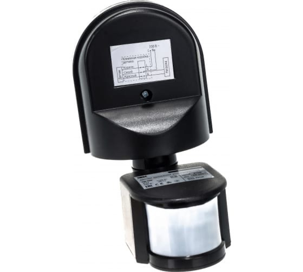 Датчик движения ДД-008 1100Вт 180град 12м IP44 черный IEK LDD10-008-1100-002