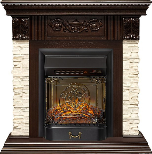 Каминокомплект Luxemburg (каменный) - Сланец/Темный дуб с очагом Majestic FX M Black RC