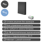 Умный беспроводной выключатель GRITT Evolution 1кл. антрацит комплект: 1 выкл. IP67, 1 реле 1000Вт 433 + WiFi с управлением со смартфона, EV221110BLWF