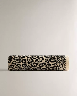 ZARA HOME ПЛЯЖНОЕ ПОЛОТЕНЦЕ ИЗ ВЕЛЮРА С АНИМАЛИСТИЧЕСКИМ ПРИНТОМ, ПЕСОЧНЫЙ/ЧЕРНЫЙ