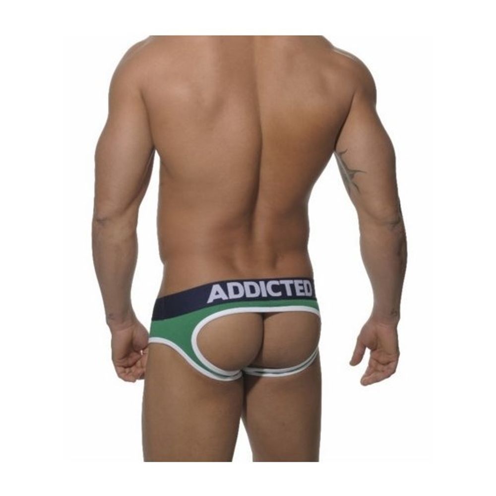 Мужские трусы джоки зеленые с темно-синей резинкой Addicted