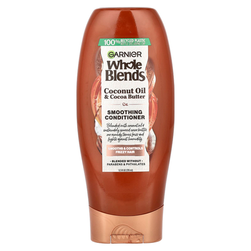Garnier, Whole Blends, разглаживающий кондиционер, кокосовое масло и какао-масло, 370 мл (12,5 жидк. Унции)