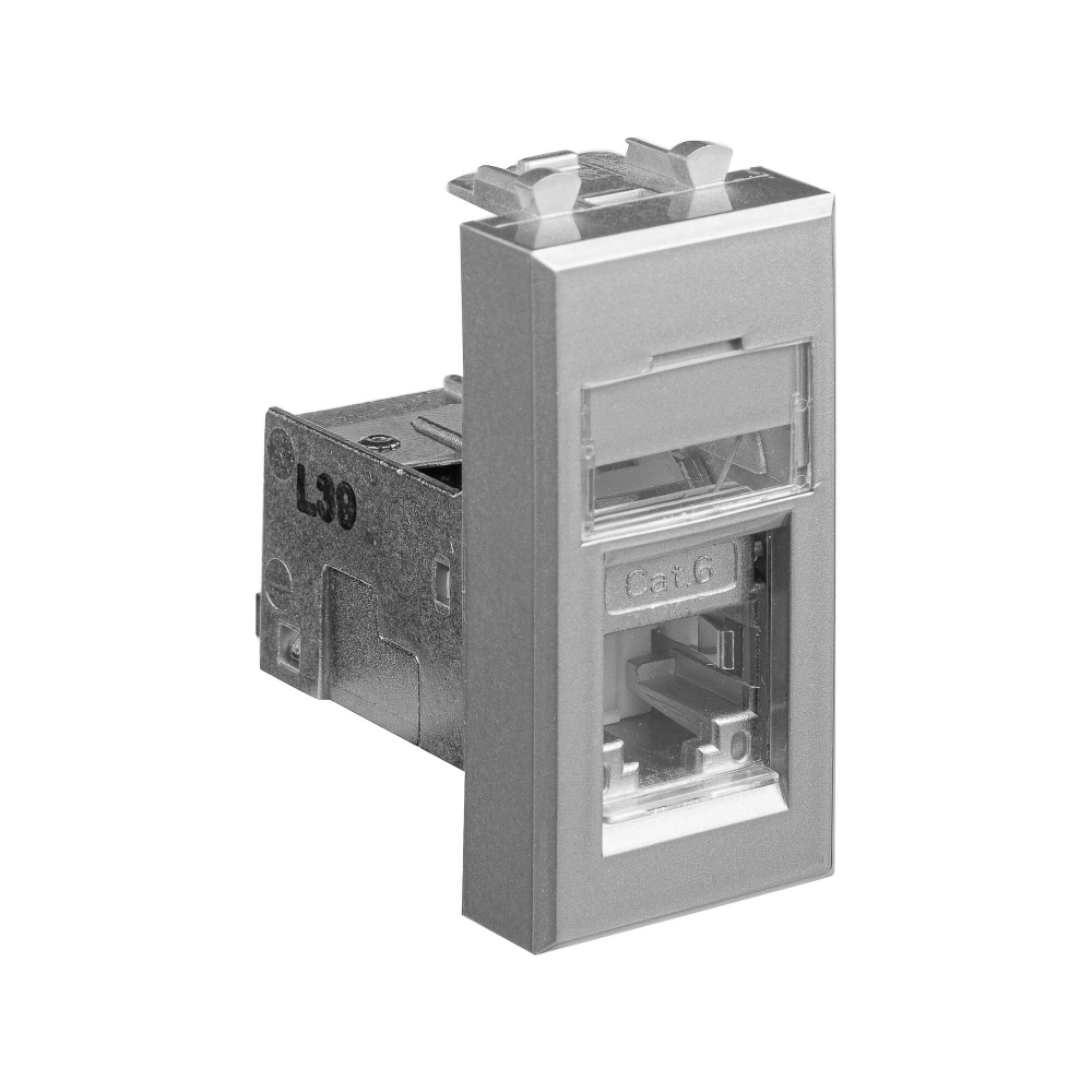 Компьютерная розетка RJ-45 модульная, кат. 6 экранированная,"Avanti","Закаленная сталь", 1 модуль