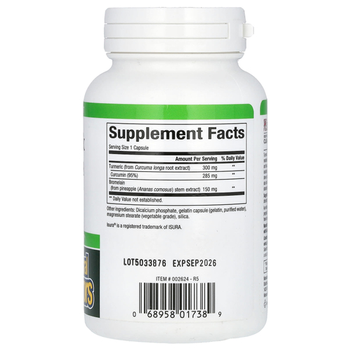 Natural Factors, Куркума и бромелаин, 450 мг, 90 капсул