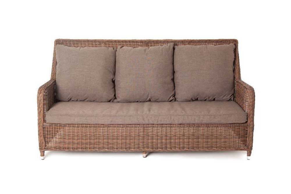 "Гляссе" диван трехместный из искусственного ротанга, цвет коричневый