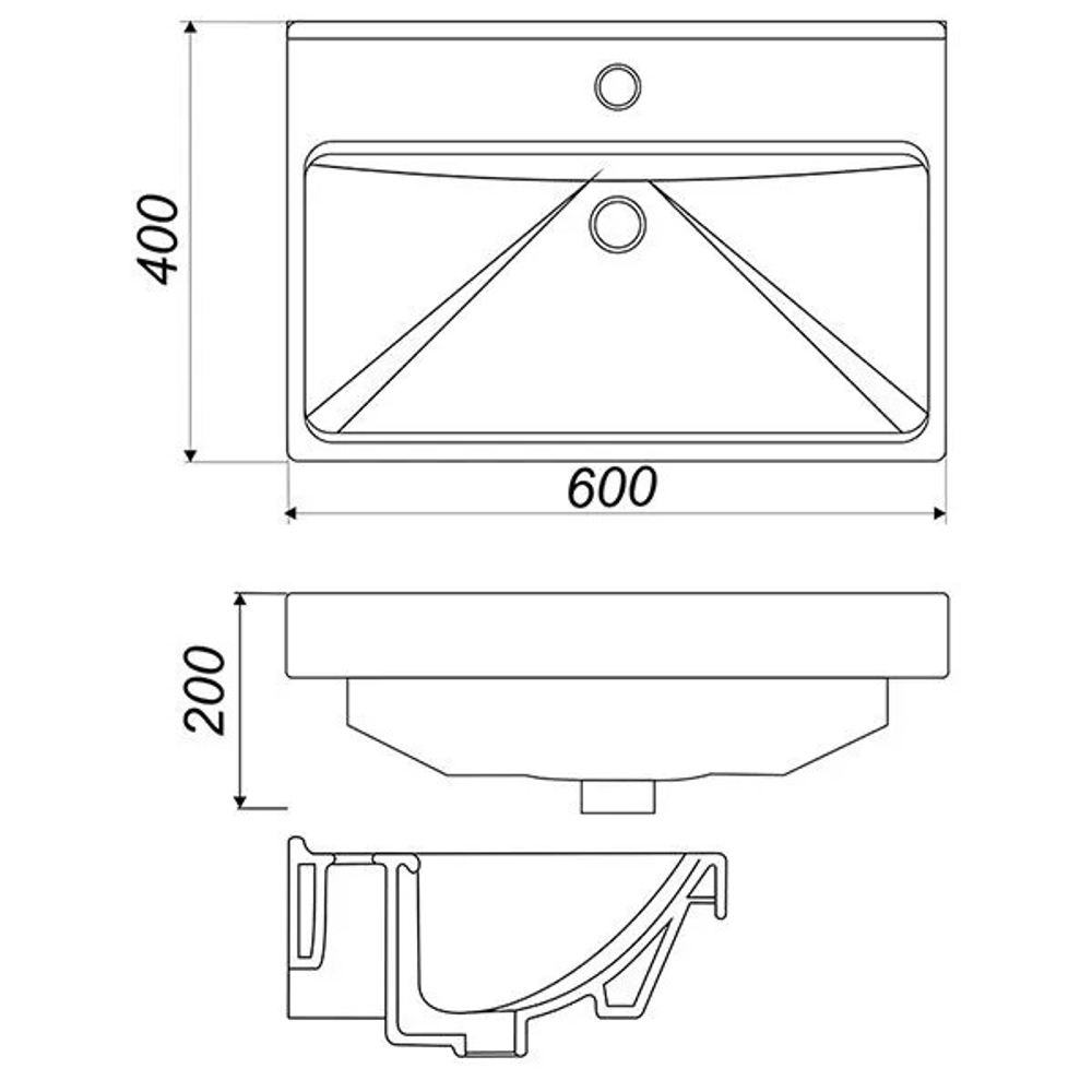 Умывальник Fest-60 белый, без кроншт Sanita Luxe
