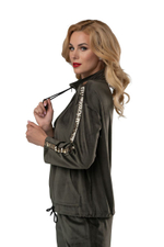 Женский брючный костюм с курткой (Размер: M) (Цвет: хаки)