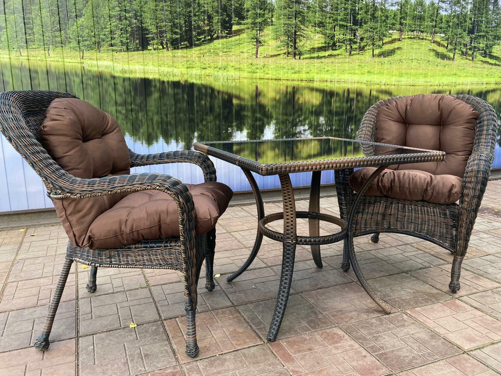 Кофейный комплект из искусственного ротанга 2 кресла Мэдисон + стол Греция