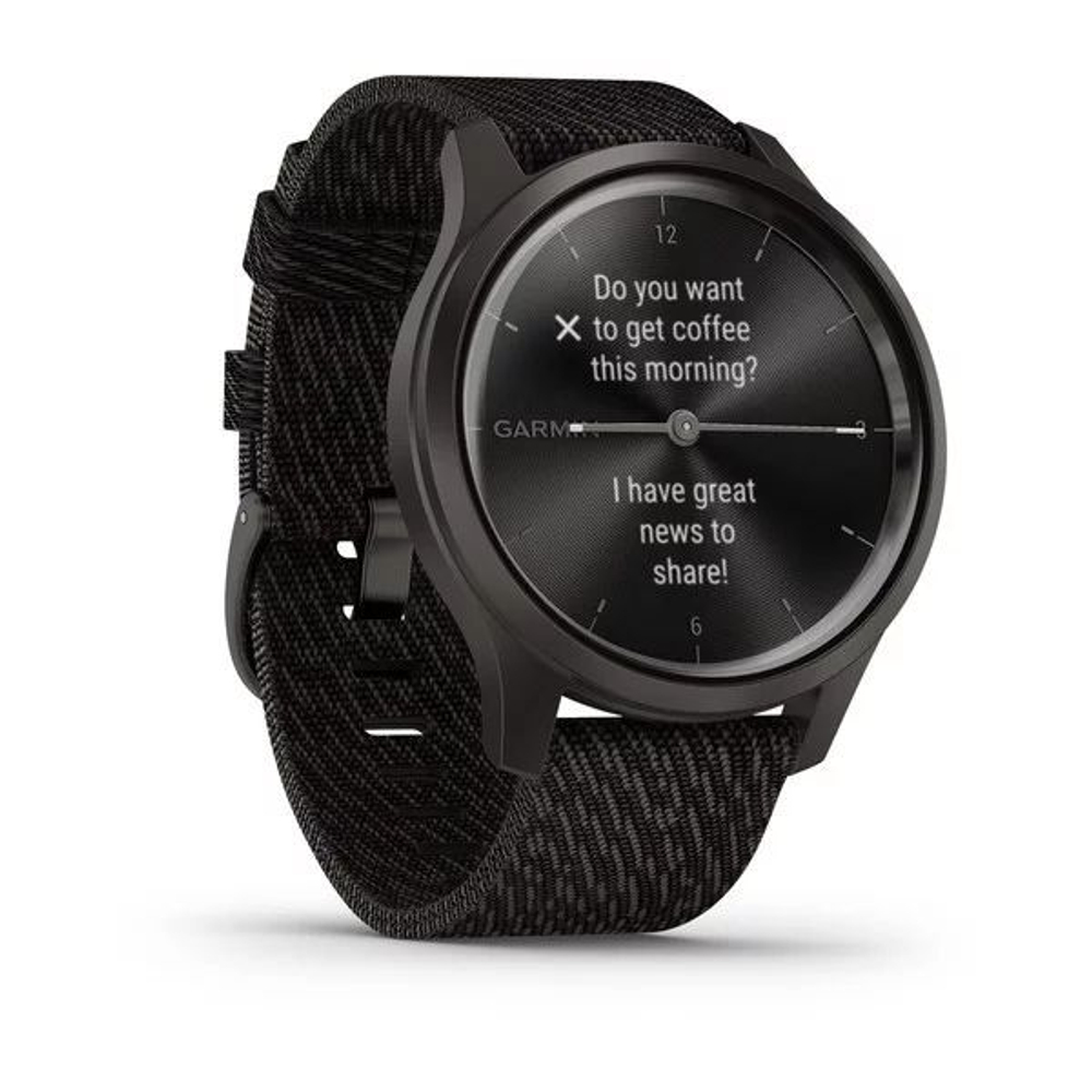 Часы Garmin VIVOMOVE Style графитовый с плетеным нейлоновым черным ремешком, 010-02240-23