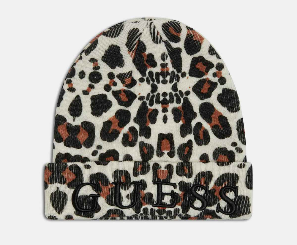 Шапка GUESS Бежевый/Принт: леопард/Черная вышивка GUESS Девочка