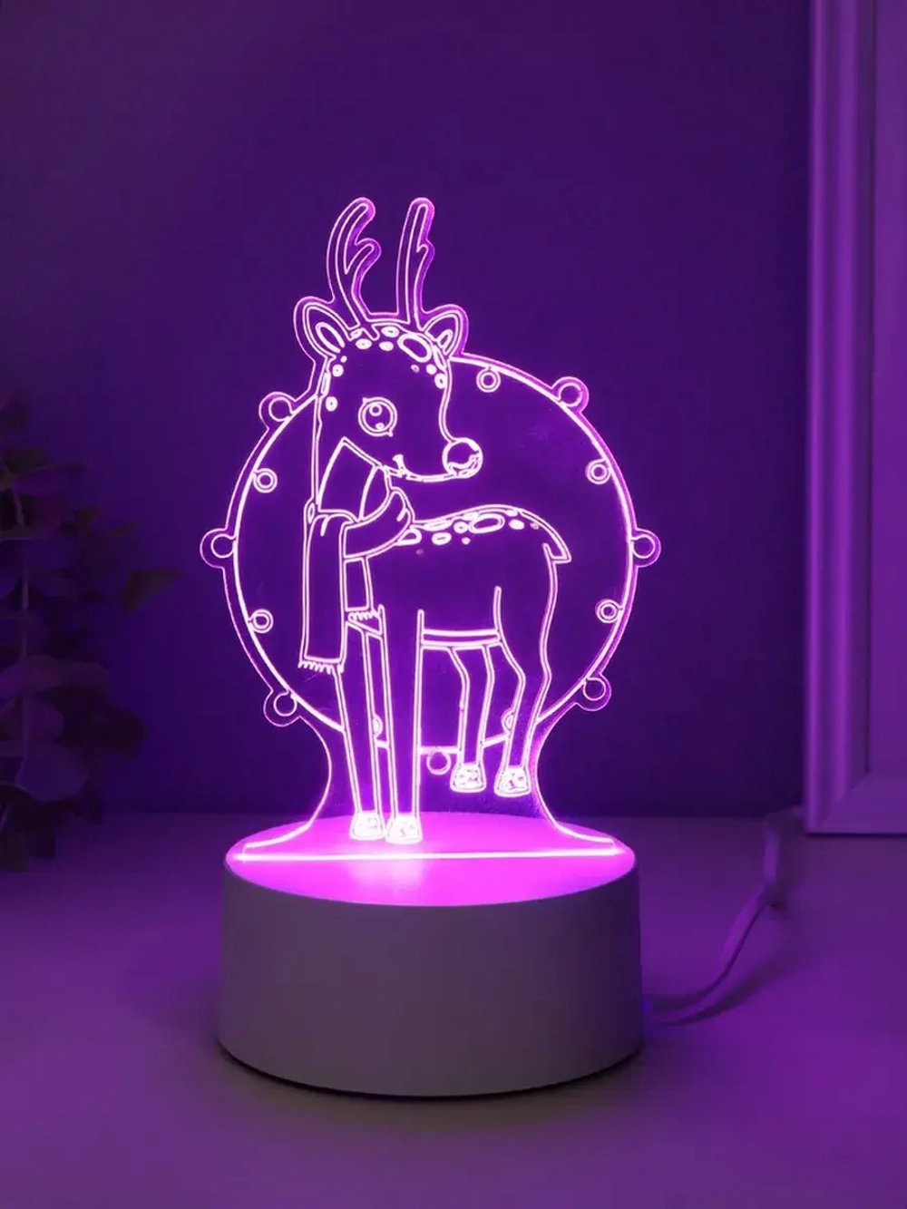 Светильник "Олень в гирлянде" LED RGB от сети RISALUX 9,5х10