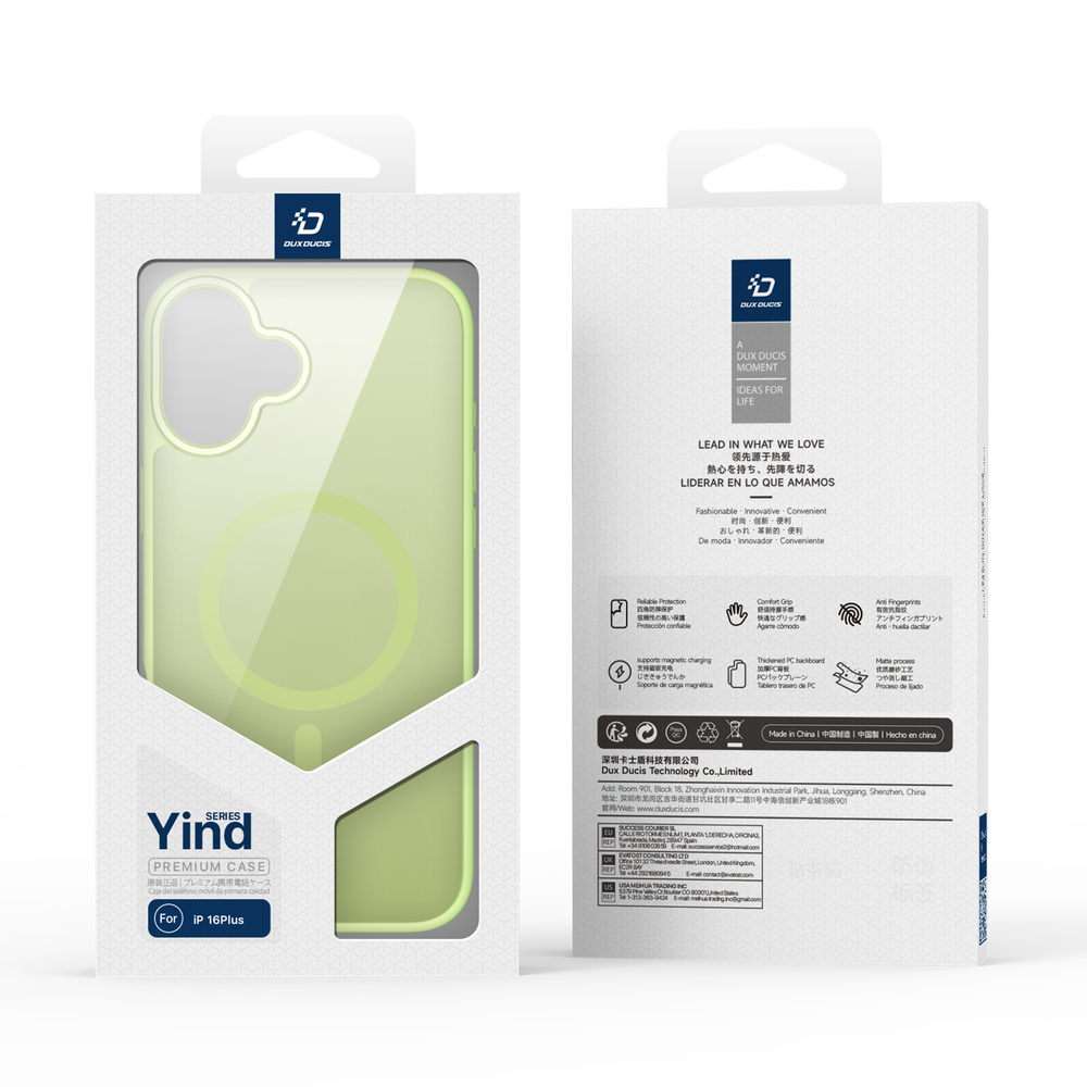 Прозрачный матовый чехол зеленого цвета и с MagSafe для iPhone 16 Plus, серия Yind Series от Dux Ducis