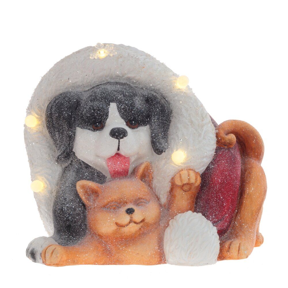 GAEM Фигурка декоративная с подсветкой "Щенок и котёнок" (AAAх3 н/п), L37 W29 H32 см