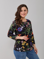 Лонгслив ЛНв-306/черный-полевыецветы