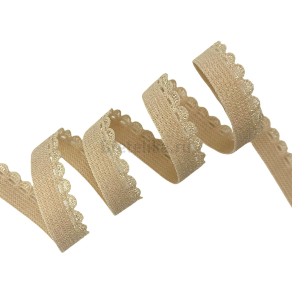 Отделочная резинка ажурная бежевая 10 мм, цв. 126