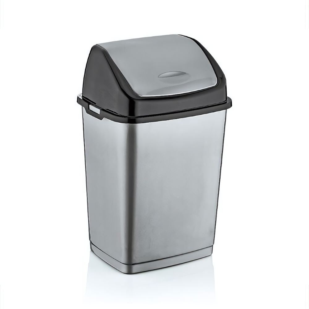 Контейнер для мусора с плавающей кр. "Фантазия" 50л 09705 черный-серебристый