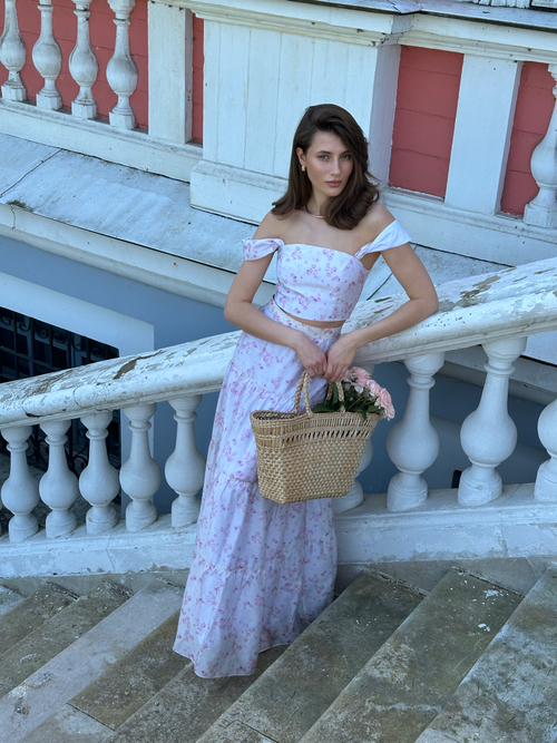 Блуза-топ из тенселя с розами