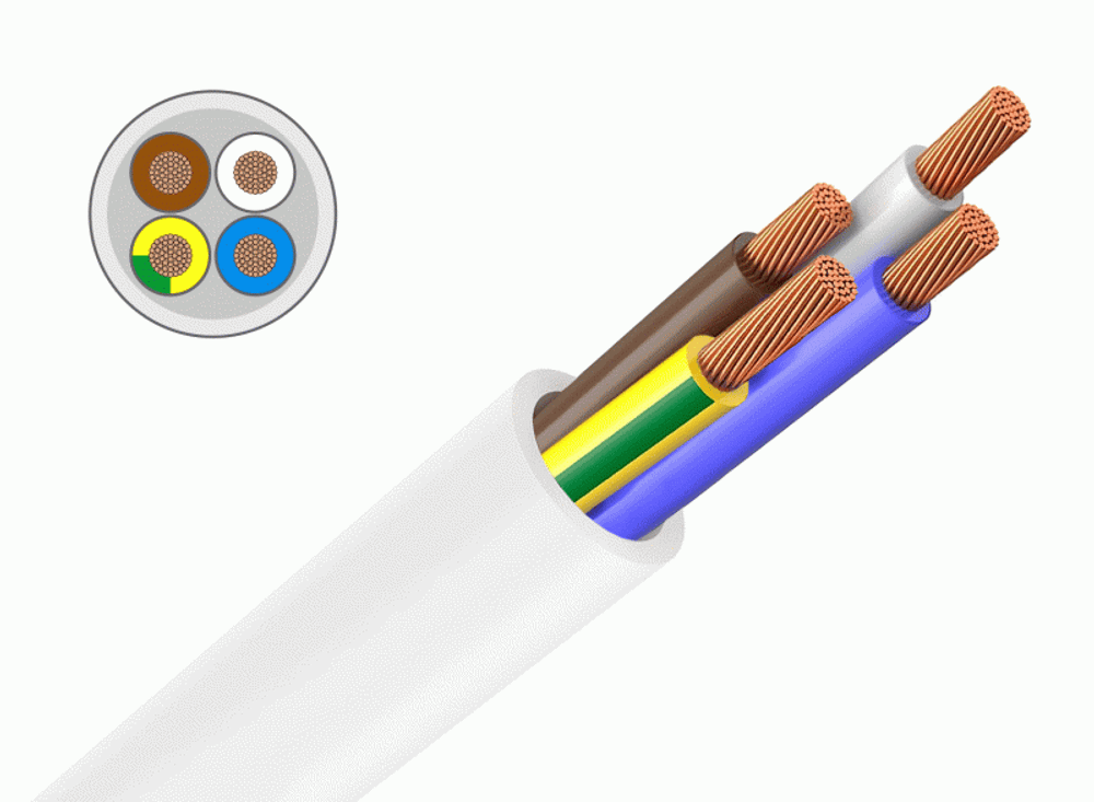 Провод ПВС 4х2,5 ГОСТ, белый