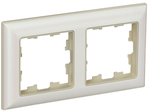 BRITE Рамка 2-местная РУ-2-Бр бежевый/жемчужный IEK