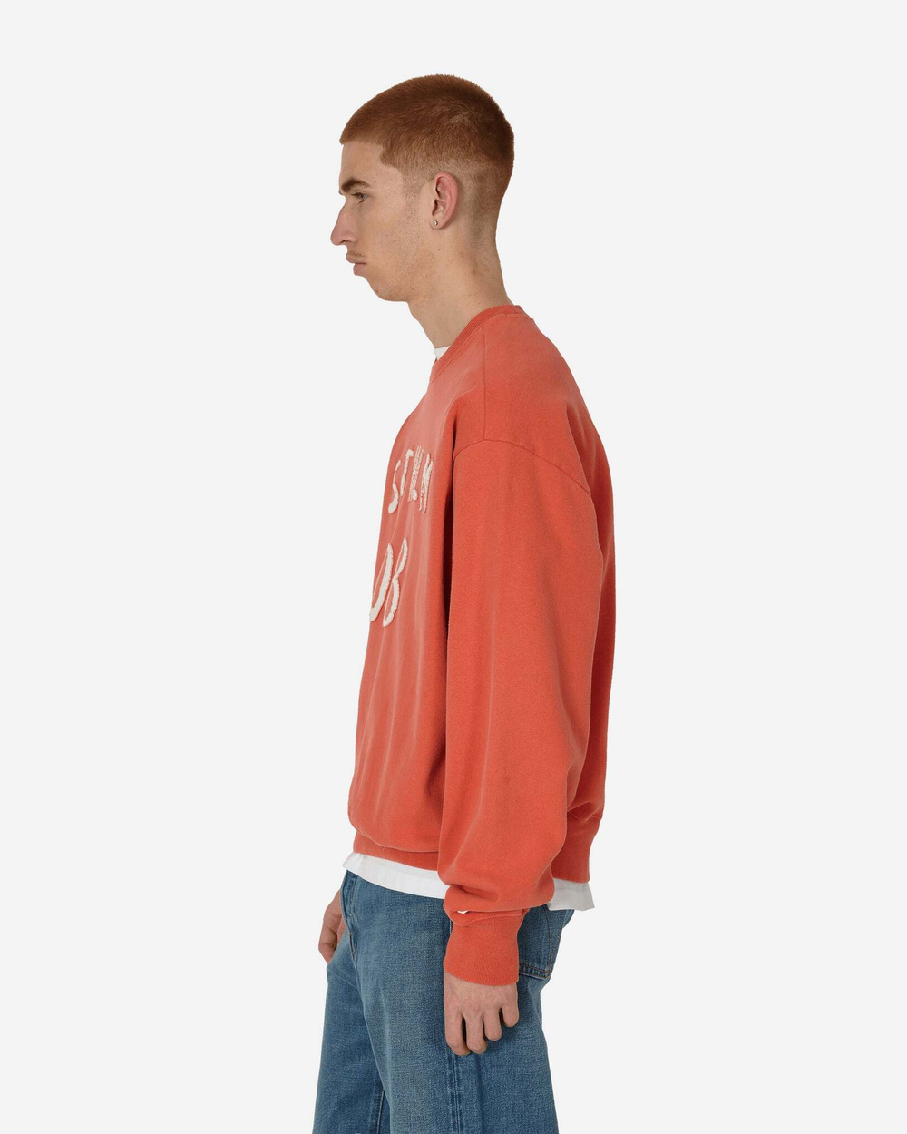 Acne Studios Толстовка С Круглым Вырезом С Нашивным Принтом Chili Orange