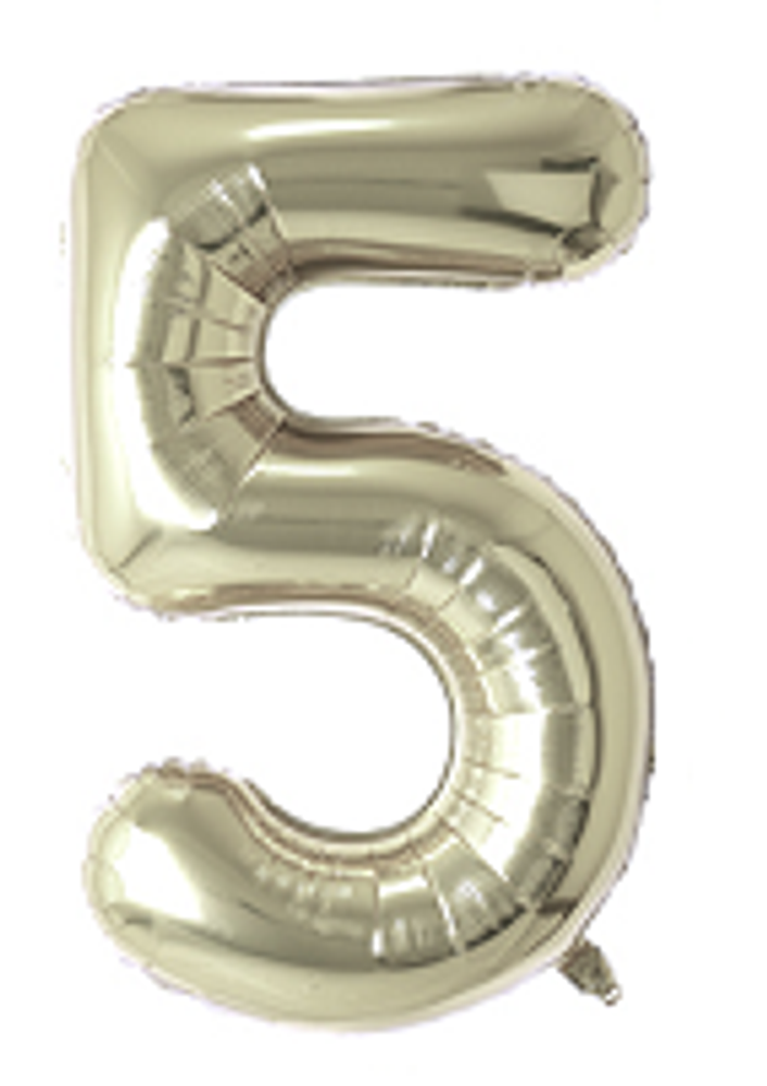 К Шар ЦИФРА 5 40" белое золото/White gold /102 см (БГ- 60)