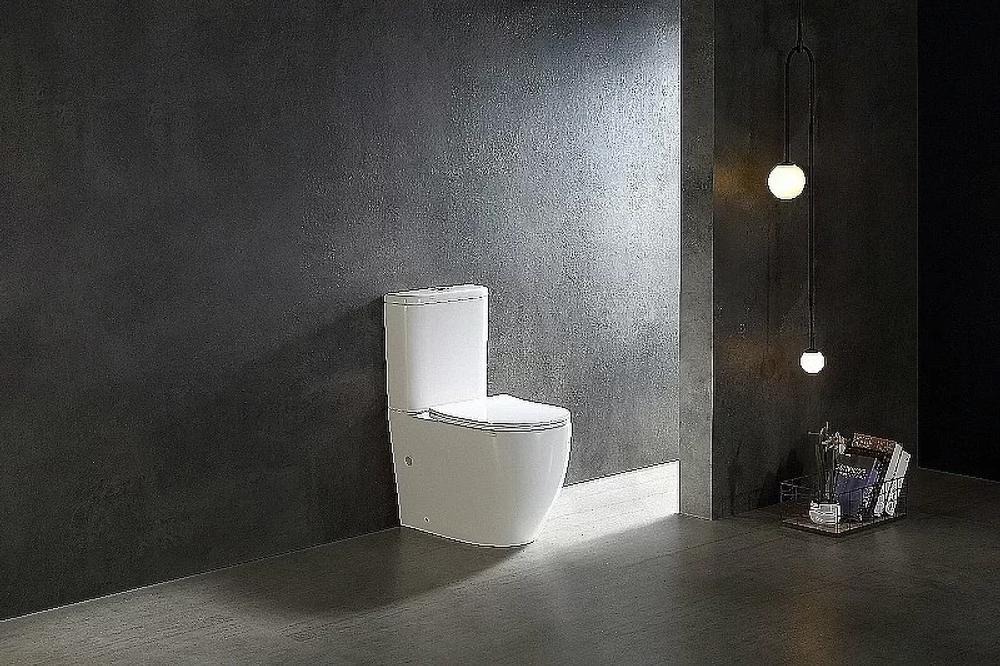 Унитаз-компакт SantiLine SL-5026 безободковый, слив торнадо, с бачком, с крышкой микролифт,белый