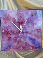Уникальные дизайнерские часы из эпоксидной смолы. Квадрат 30 см. Ручная работа.