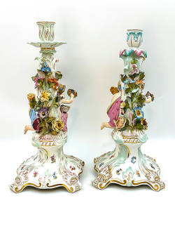 Пара подсвечников Времена года. Meissen (Мейсен). Германия. 19в. Фарфор