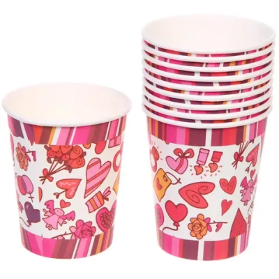 Стакан бумажный 0,2л в наборе 10 шт «Heart»