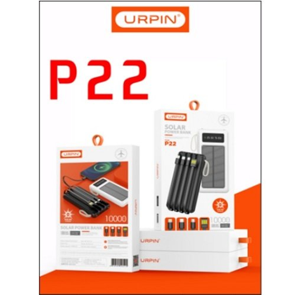 Внешний аккумулятор на солнечной батарее Urpin P22 10000