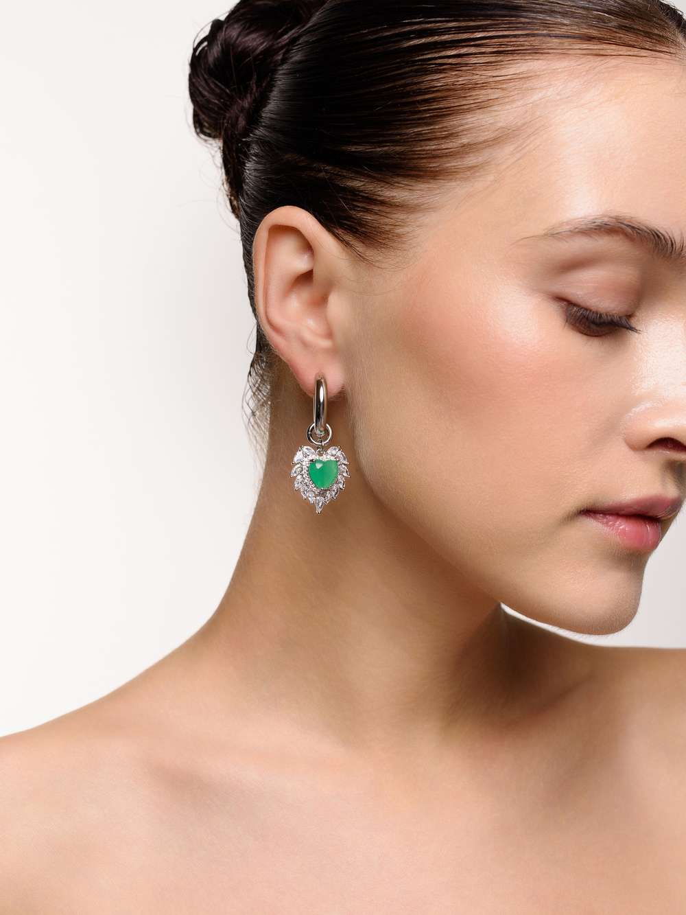 Серьги "Wing green" Silver