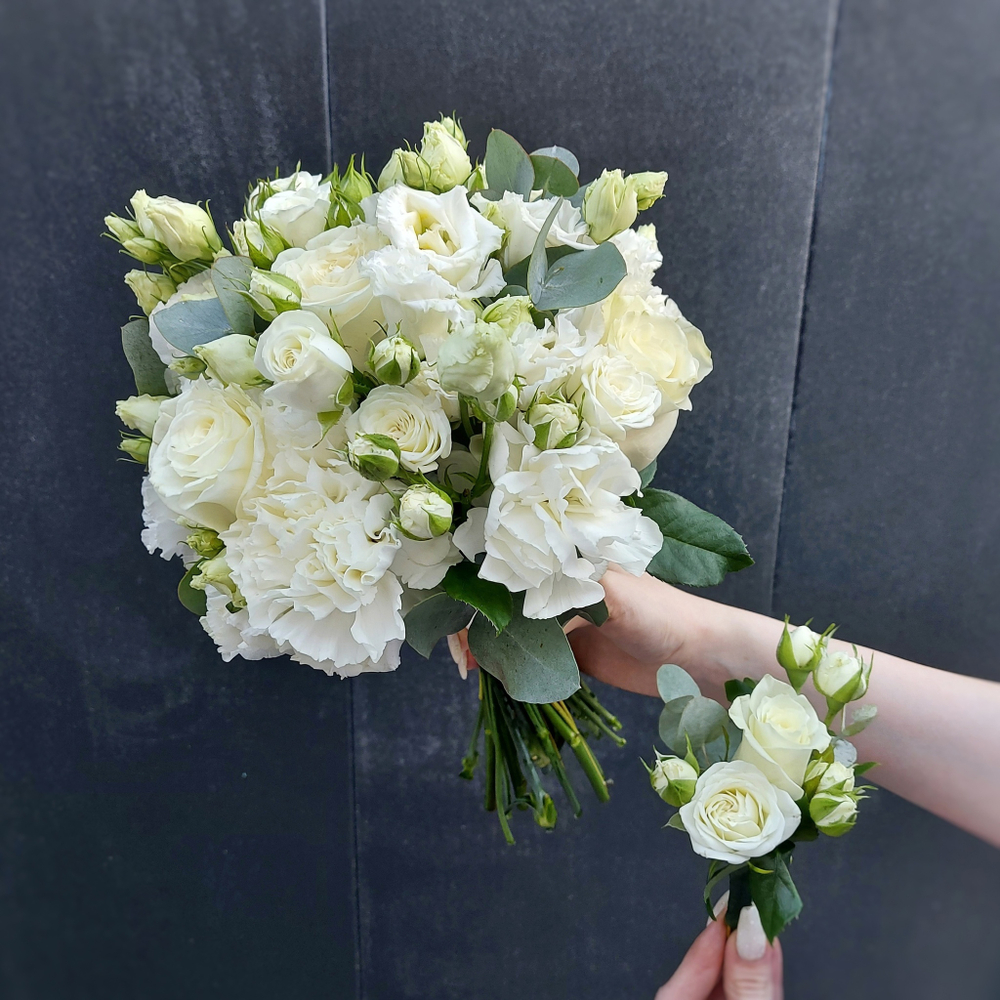 Букет невесты и бутоньерка