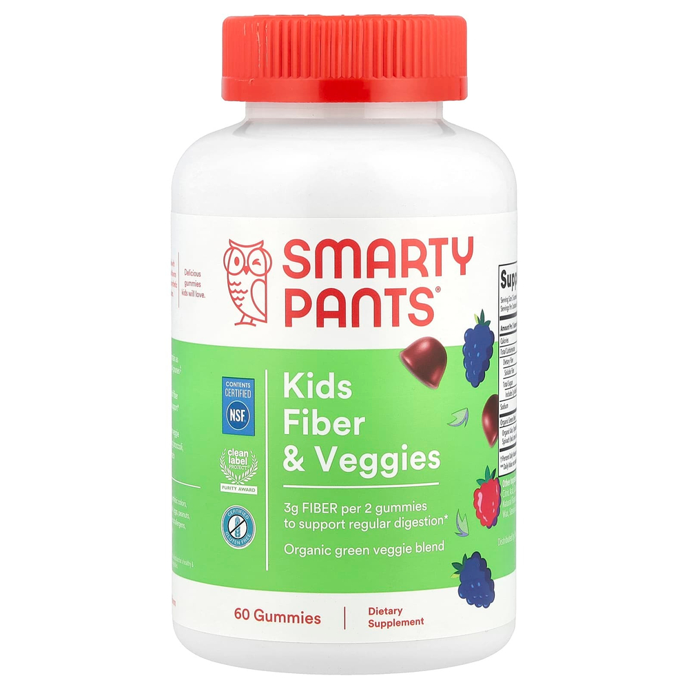SmartyPants, Жевательные мармеладки с клетчаткой и овощами, ягодное ассорти, 60 жевательных таблеток