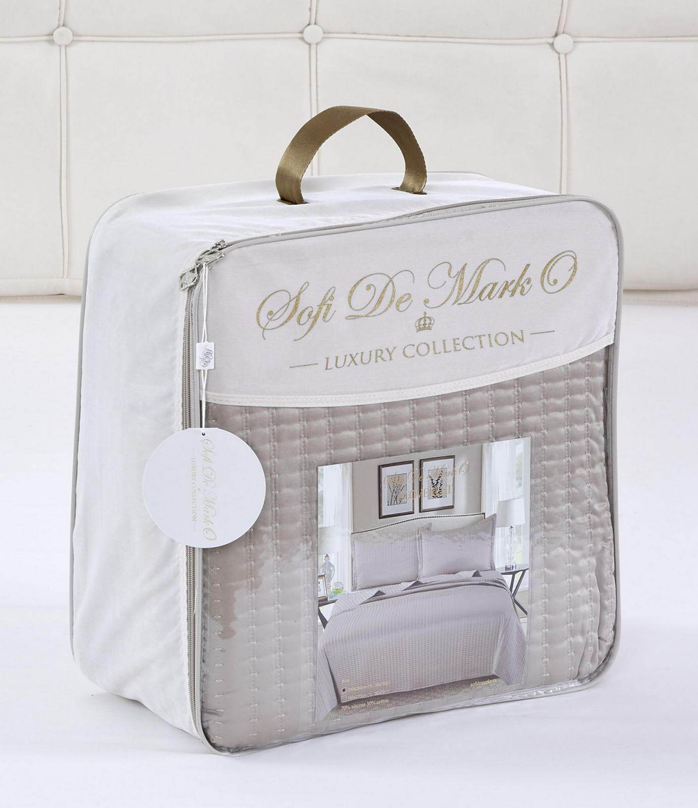 Покрывало 230x250 и 2 наволочки 50х70 Sofi De MarkO Микаэлла бежевое