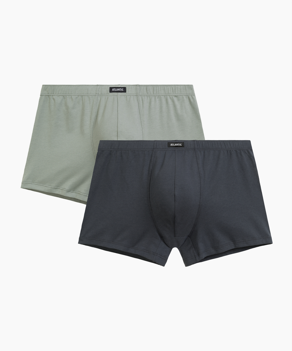 Мужские трусы шорты Atlantic, набор из 2 шт., хлопок, светло-зеленые + графитовые, 2RMH-007