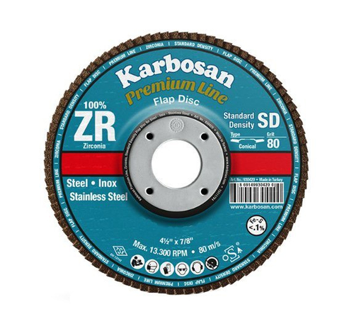 Круг лепестковый КЛТ 180х22/Р60 Karbosan Premium Line ZR SD Flap Конический INOX