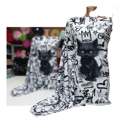 Кулирка с лайкрой Купон Кот Графити Высота 75см