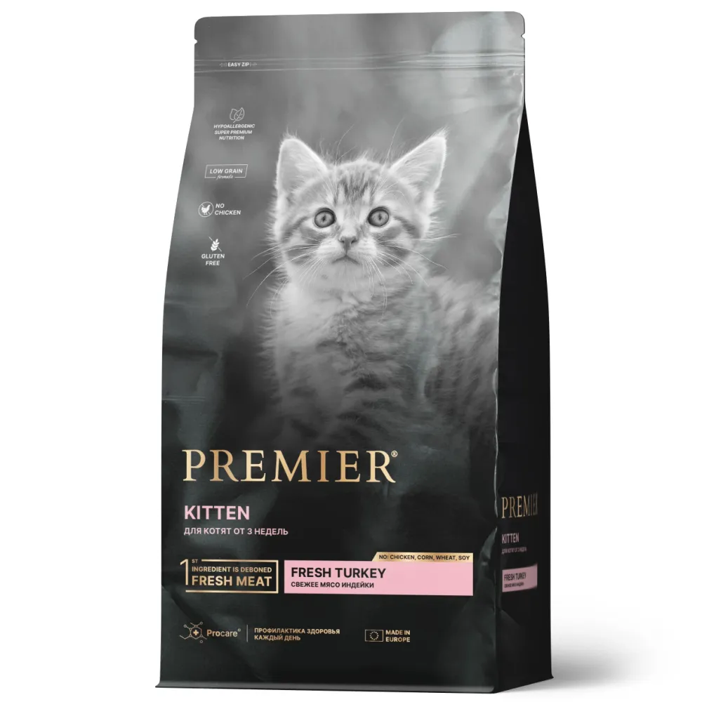 Сухой корм Premier Cat Turkey Kitten для котят из свежей индейки Сухой корм Premier Cat Turkey Kitten для котят из свежей индейки
