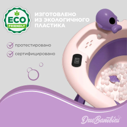 Детская ванна складная Luxmom HBT-005,c термометром и матрасиком, розовый