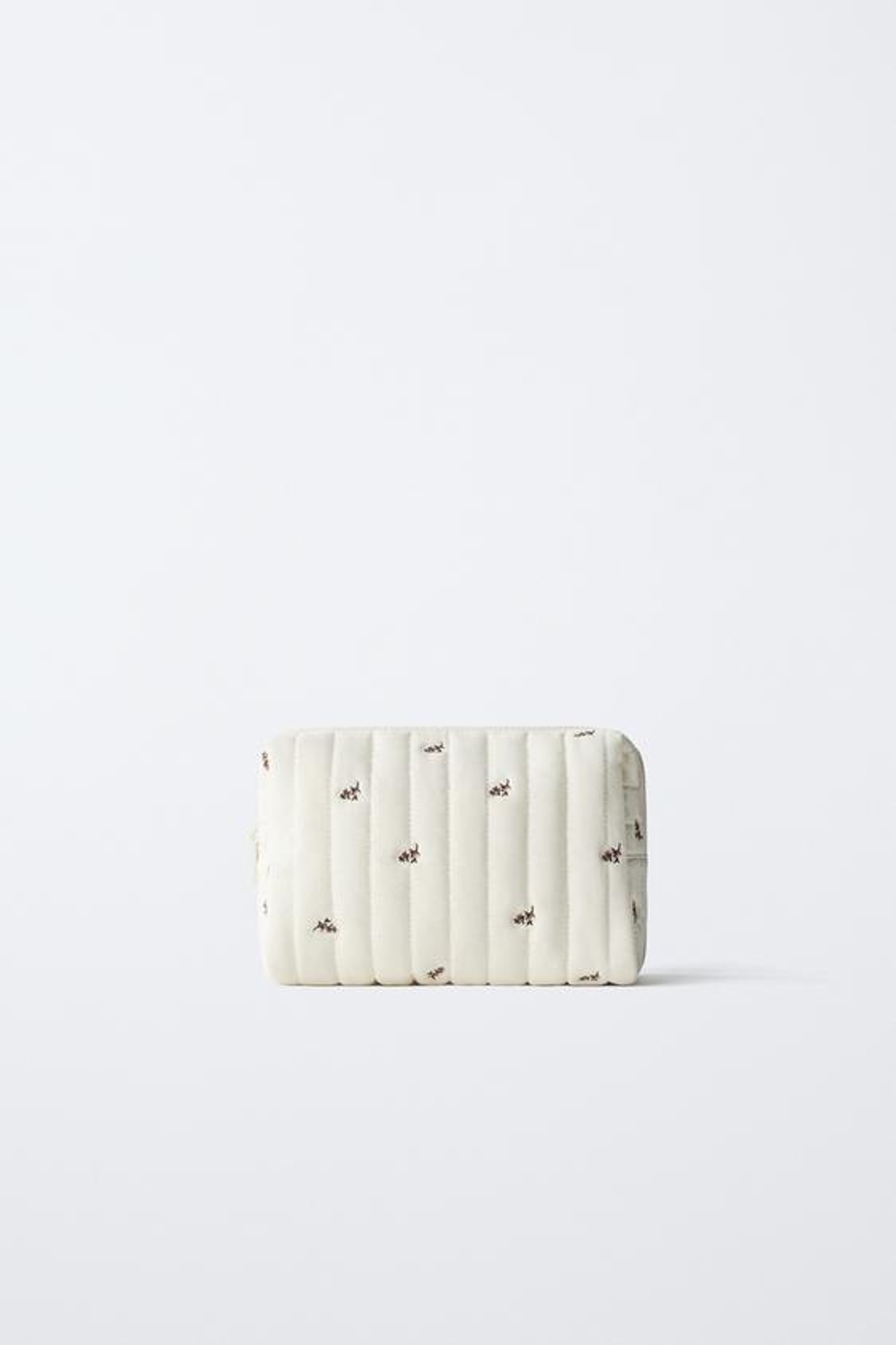 ZARA КОСМЕТИЧКА С ЦВЕТОЧНЫМ ПРИНТОМ, ЭКРЮ