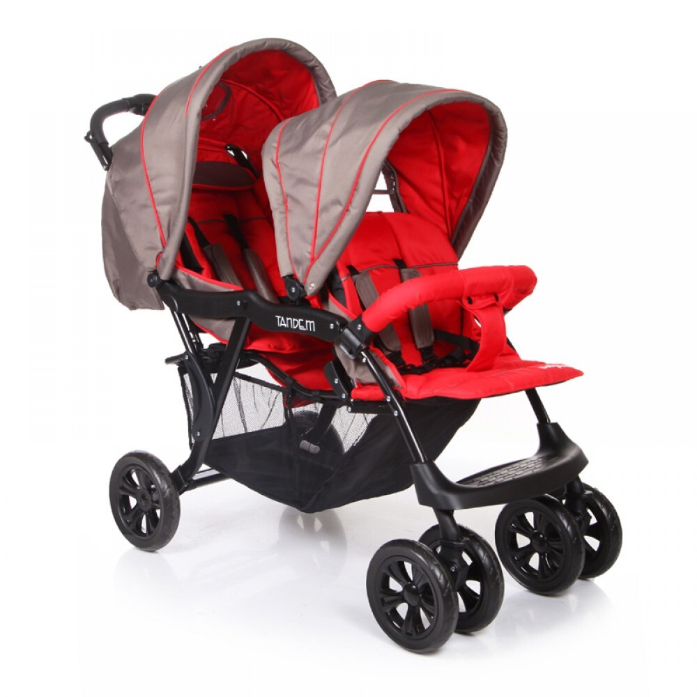 Прогулочная коляска Baby Care Tandem для двойни (красный)