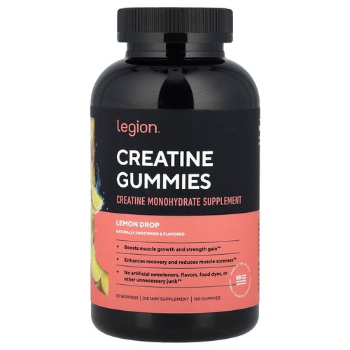Legion Athletics, Жевательные мармеладки с креатином, лимонная капля, 150 жевательных таблеток