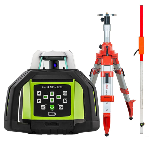 Комплект: ротационный нивелир RGK SP-612G с калибровкой + штатив RGK SH-170, рейка RGK LR-2