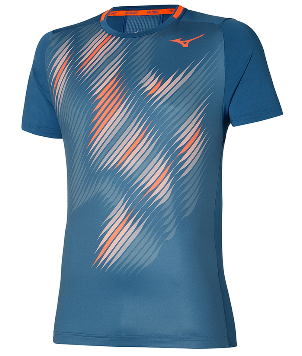 Мужская теннисная футболка Mizuno Shadow Graphic Tee - небесный