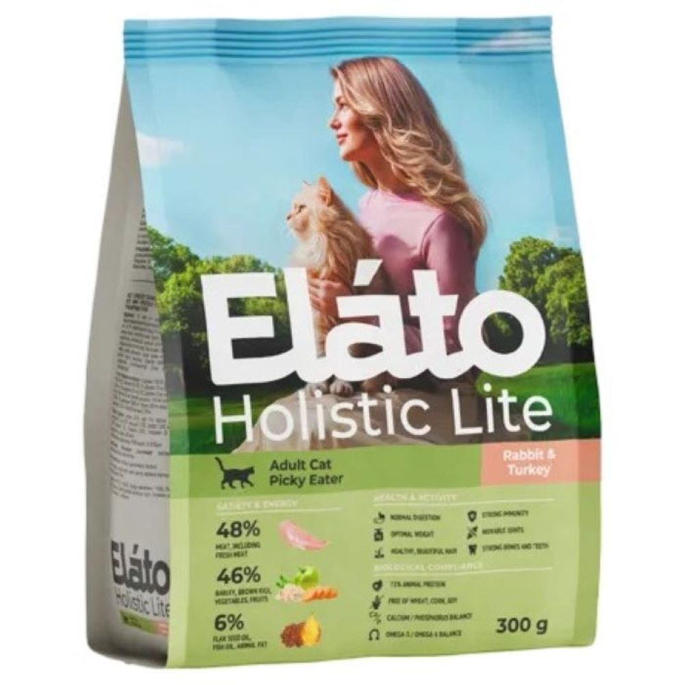 Сухой корм ELATO Holistic Lite для привередливых кошек с кроликом и индейкой - 0,3 кг