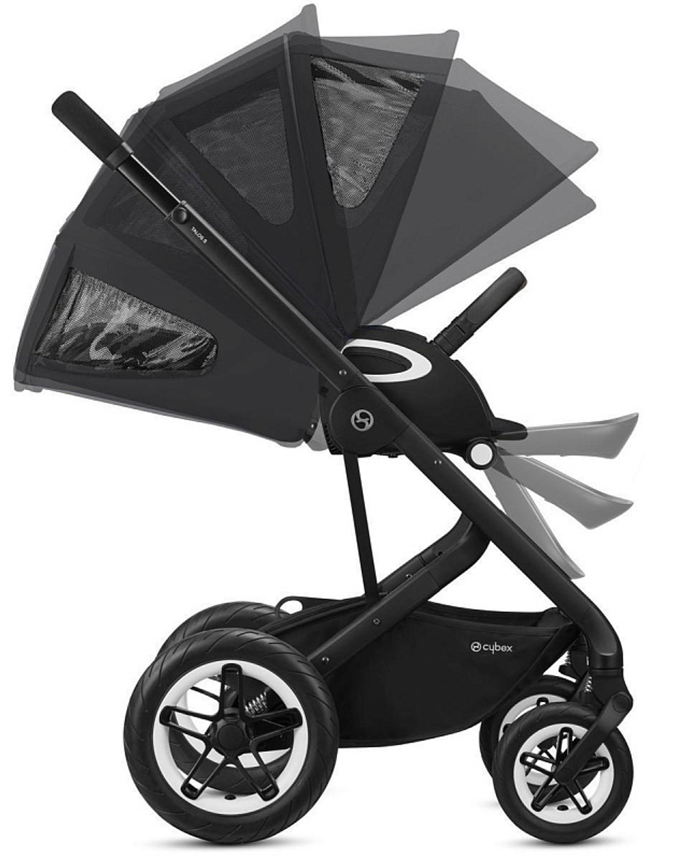 Коляска Cybex Talos S Lux BLK complete Aton S2 Ocean Blue Base One 4 в 1 Moon Black с дождевиками