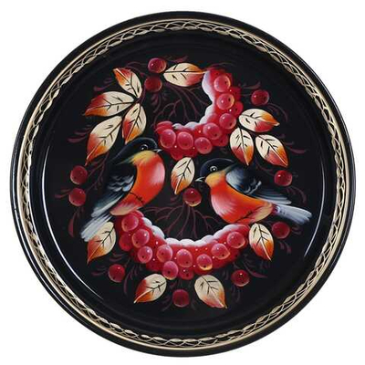 Жостовский поднос декоративный, размер 22 см (A5), металлический