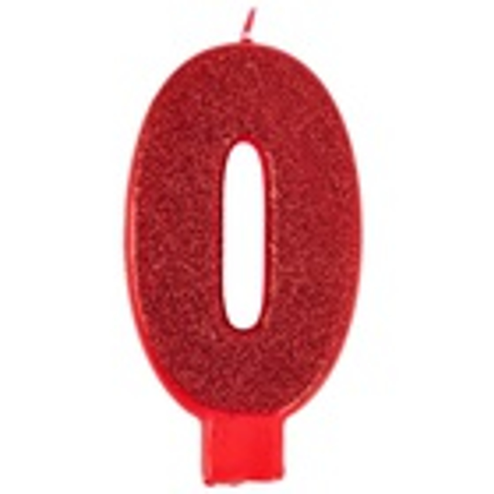 Свечи цифры красные Гигант Глиттер, 13 см