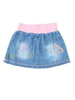 Юбка для девочки джинсовая 98 р-р голубой, пояс розовый (Bonito)